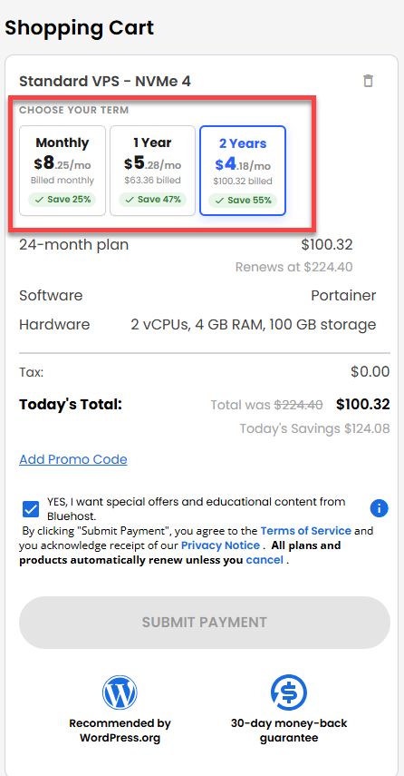 Self-Managed VPS - service terms
